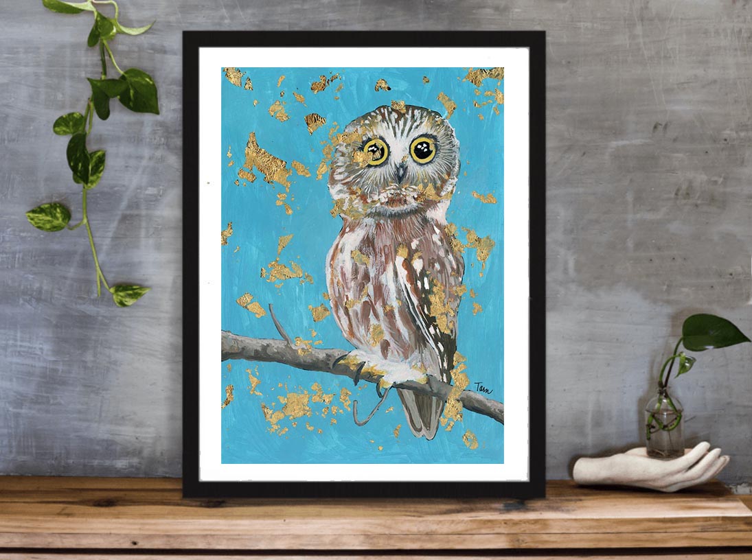 OWL PRINT 33/100 Top of the morning golden flakes owl