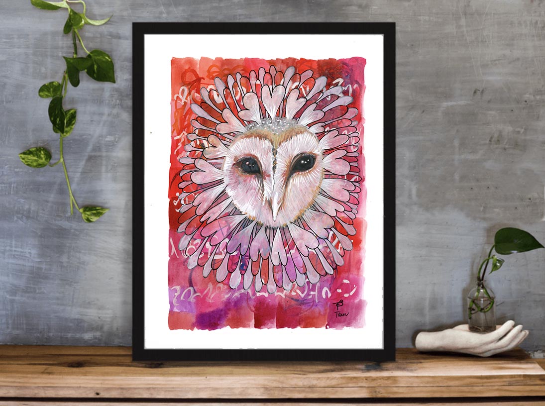 45/100 Floral Heart Owl