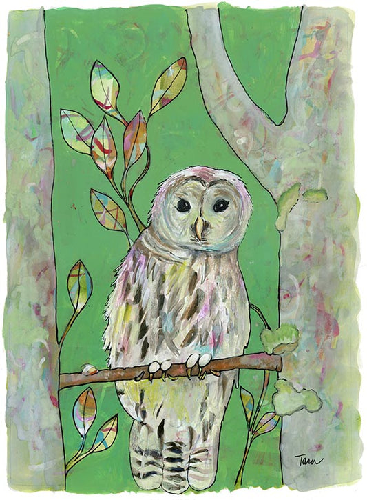 36/100 Green Pastel Owl