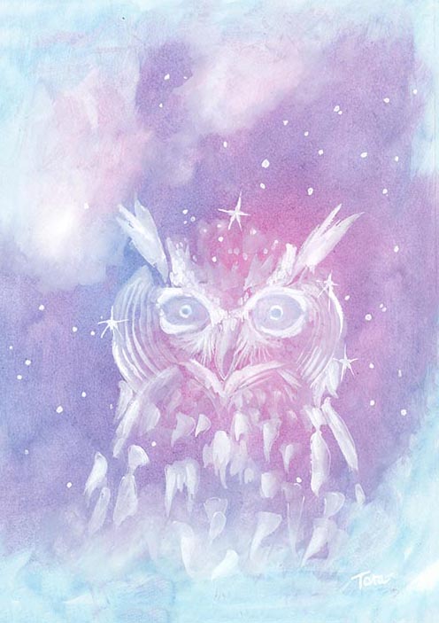 OWL PRINT 78/100 Starry Owl Pink