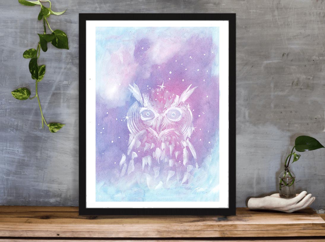 OWL PRINT 78/100 Starry Owl Pink