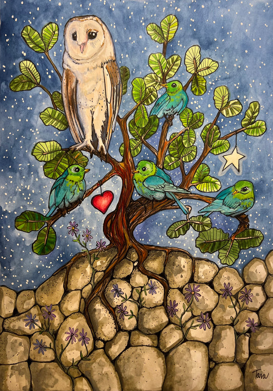 Contemplating Love Owl Print